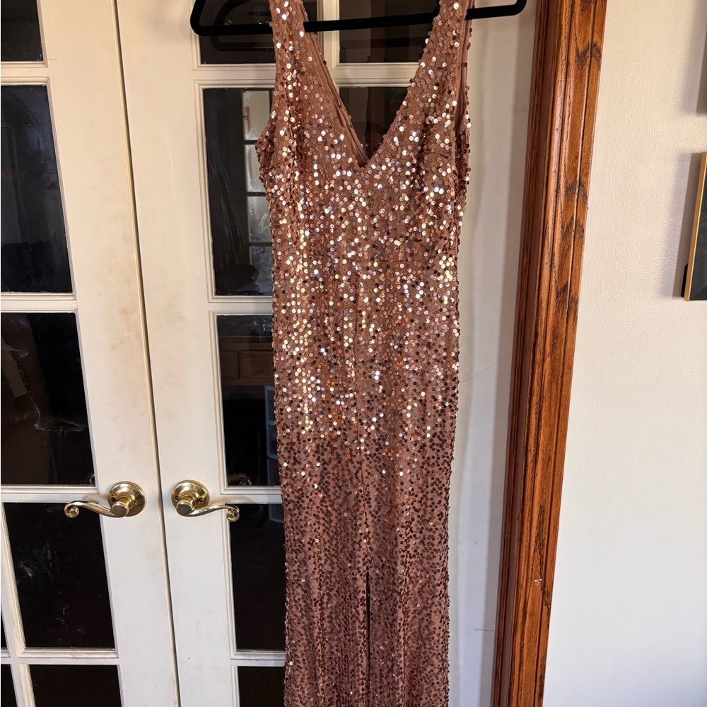 Forever 21 Rose Gold Sequin Maxi Dress